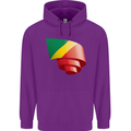 Curled Republic of the Congo Flag Day Football Childrens Kids Hoodie Purple