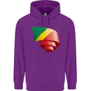 Curled Republic of the Congo Flag Day Football Childrens Kids Hoodie Purple