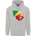 Curled Republic of the Congo Flag Day Football Childrens Kids Hoodie Sports Grey