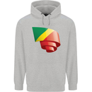 Curled Republic of the Congo Flag Day Football Childrens Kids Hoodie Sports Grey