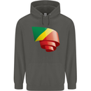Curled Republic of the Congo Flag Day Football Childrens Kids Hoodie Storm Grey