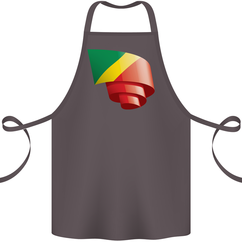 Curled Republic of the Congo Flag Day Football Cotton Apron 100% Organic Dark Grey