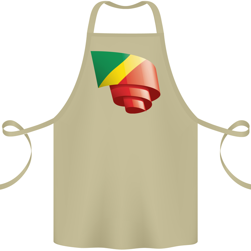 Curled Republic of the Congo Flag Day Football Cotton Apron 100% Organic Khaki