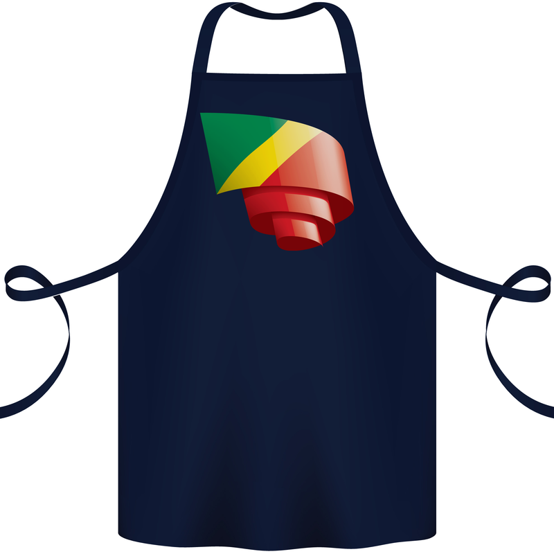 Curled Republic of the Congo Flag Day Football Cotton Apron 100% Organic Navy Blue