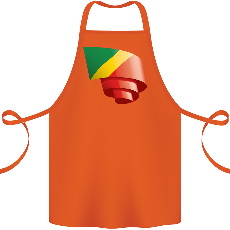 Curled Republic of the Congo Flag Day Football Cotton Apron 100% Organic Orange