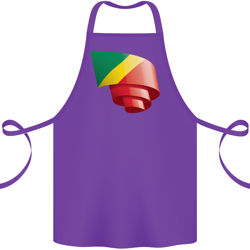 Curled Republic of the Congo Flag Day Football Cotton Apron 100% Organic Purple