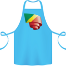 Curled Republic of the Congo Flag Day Football Cotton Apron 100% Organic Turquoise