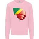 Curled Republic of the Congo Flag Day Football Kids Sweatshirt Jumper Light Pink