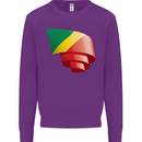 Curled Republic of the Congo Flag Day Football Kids Sweatshirt Jumper Purple