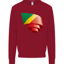 Curled Republic of the Congo Flag Day Football Kids Sweatshirt Jumper Red