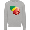 Curled Republic of the Congo Flag Day Football Kids Sweatshirt Jumper Sports Grey