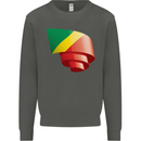 Curled Republic of the Congo Flag Day Football Kids Sweatshirt Jumper Storm Grey