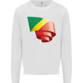 Curled Republic of the Congo Flag Day Football Kids Sweatshirt Jumper White