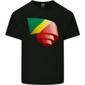 Curled Republic of the Congo Flag Day Football Kids T-Shirt Childrens Black
