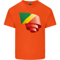 Curled Republic of the Congo Flag Day Football Kids T-Shirt Childrens Orange