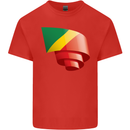 Curled Republic of the Congo Flag Day Football Kids T-Shirt Childrens Red