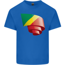 Curled Republic of the Congo Flag Day Football Kids T-Shirt Childrens Royal Blue