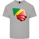Curled Republic of the Congo Flag Day Football Kids T-Shirt Childrens Sports Grey