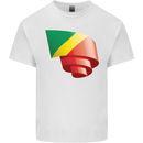 Curled Republic of the Congo Flag Day Football Kids T-Shirt Childrens White