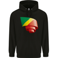 Curled Republic of the Congo Flag Day Football Mens 80% Cotton Hoodie Black