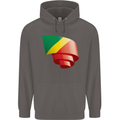 Curled Republic of the Congo Flag Day Football Mens 80% Cotton Hoodie Charcoal
