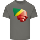 Curled Republic of the Congo Flag Day Football Mens Cotton T-Shirt Tee Top Charcoal