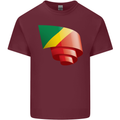 Curled Republic of the Congo Flag Day Football Mens Cotton T-Shirt Tee Top Maroon