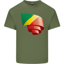 Curled Republic of the Congo Flag Day Football Mens Cotton T-Shirt Tee Top Military Green