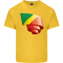Curled Republic of the Congo Flag Day Football Mens Cotton T-Shirt Tee Top Yellow
