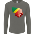Curled Republic of the Congo Flag Day Football Mens Long Sleeve T-Shirt Charcoal