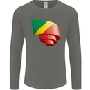 Curled Republic of the Congo Flag Day Football Mens Long Sleeve T-Shirt Charcoal
