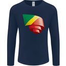 Curled Republic of the Congo Flag Day Football Mens Long Sleeve T-Shirt Navy Blue