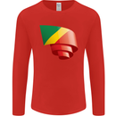 Curled Republic of the Congo Flag Day Football Mens Long Sleeve T-Shirt Red
