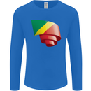 Curled Republic of the Congo Flag Day Football Mens Long Sleeve T-Shirt Royal Blue