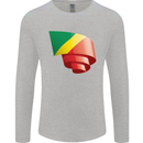 Curled Republic of the Congo Flag Day Football Mens Long Sleeve T-Shirt Sports Grey