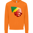 Curled Republic of the Congo Flag Day Football Mens Sweatshirt Jumper Orange