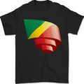 Curled Republic of the Congo Flag Day Football Mens T-Shirt 100% Cotton Black