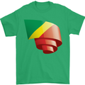 Curled Republic of the Congo Flag Day Football Mens T-Shirt 100% Cotton Irish Green