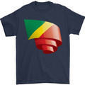 Curled Republic of the Congo Flag Day Football Mens T-Shirt 100% Cotton Navy Blue