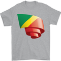 Curled Republic of the Congo Flag Day Football Mens T-Shirt 100% Cotton Sports Grey