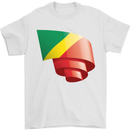 Curled Republic of the Congo Flag Day Football Mens T-Shirt 100% Cotton White