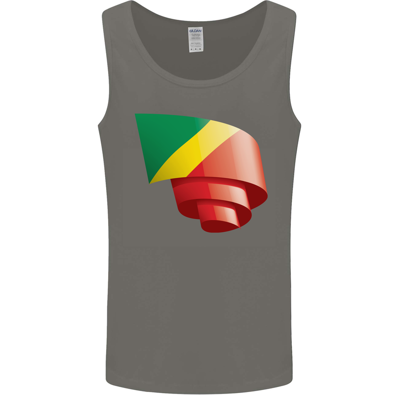 Curled Republic of the Congo Flag Day Football Mens Vest Tank Top Charcoal