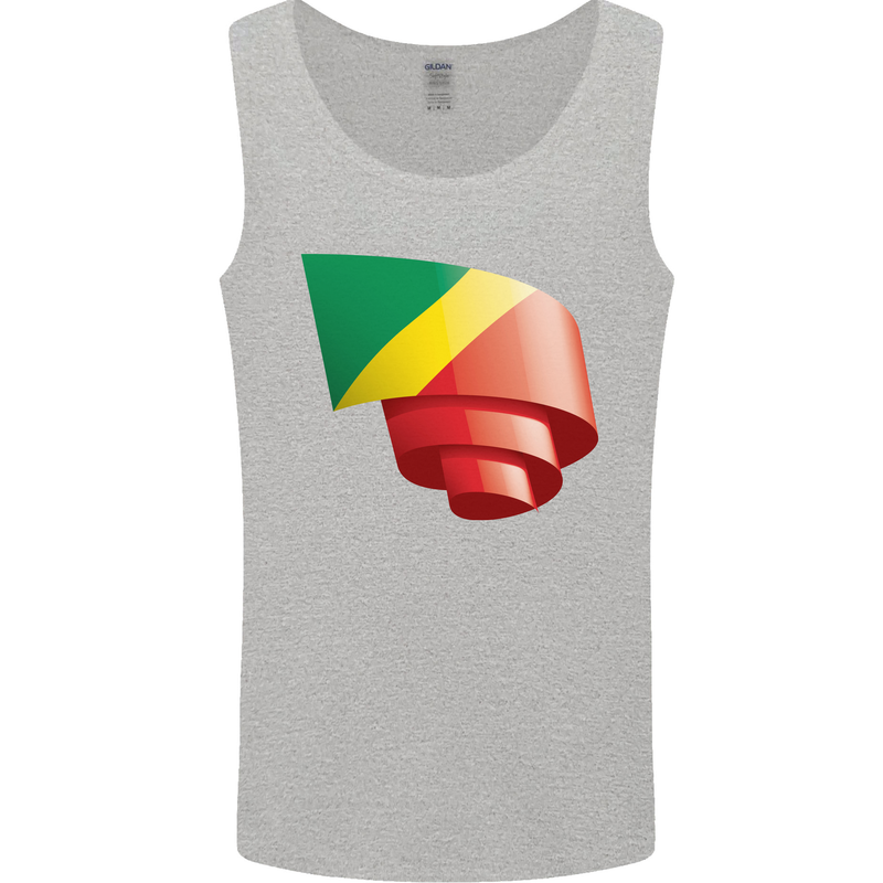 Curled Republic of the Congo Flag Day Football Mens Vest Tank Top Sports Grey
