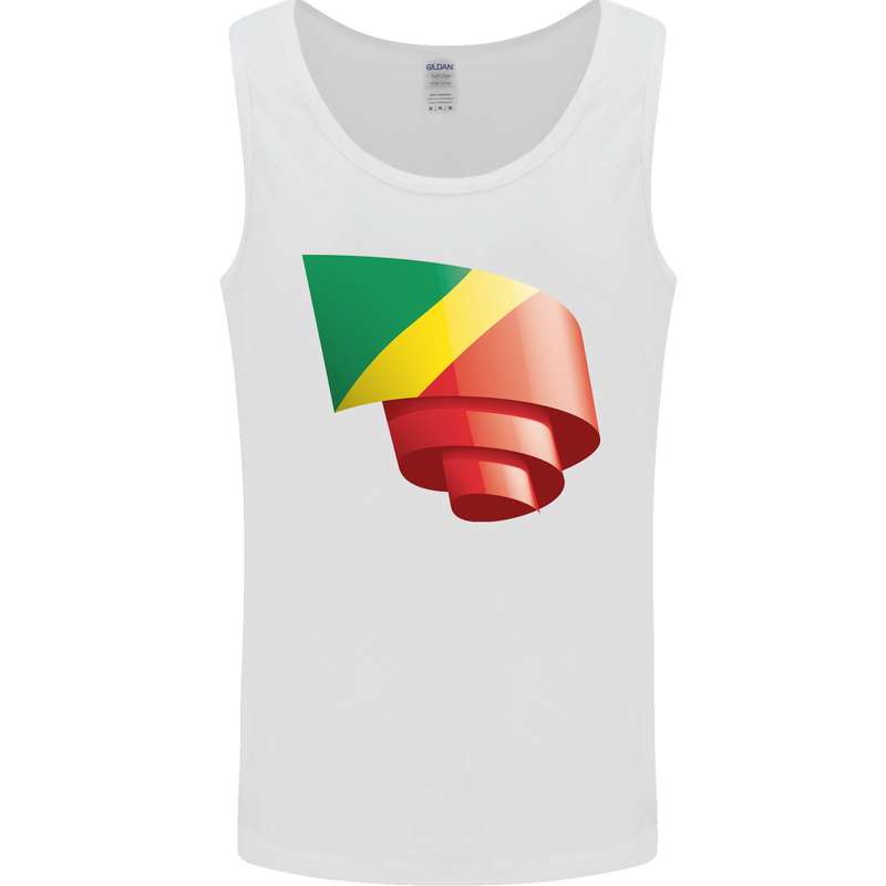 Curled Republic of the Congo Flag Day Football Mens Vest Tank Top White