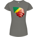 Curled Republic of the Congo Flag Day Football Womens Petite Cut T-Shirt Charcoal