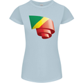 Curled Republic of the Congo Flag Day Football Womens Petite Cut T-Shirt Light Blue