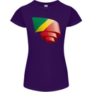 Curled Republic of the Congo Flag Day Football Womens Petite Cut T-Shirt Purple