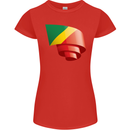 Curled Republic of the Congo Flag Day Football Womens Petite Cut T-Shirt Red