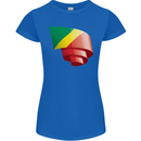 Curled Republic of the Congo Flag Day Football Womens Petite Cut T-Shirt Royal Blue
