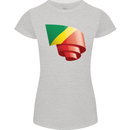 Curled Republic of the Congo Flag Day Football Womens Petite Cut T-Shirt Sports Grey